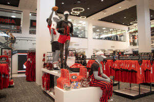 Mannequins and merchandise in a bookstore
