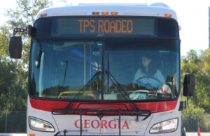 Student driving bus during Transit ROADeo